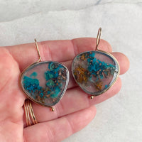 Chrysocolla in Quartz with Native Copper Earrings